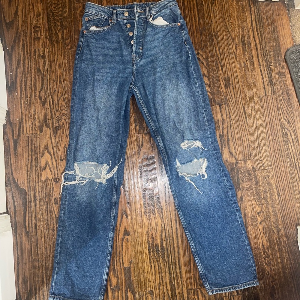 High waisted straight leg jeans